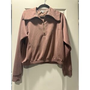 Urban Social Mauve Quarter Zip Pullover‎ Sweatshirt XL Modal Blend Elastic Hem